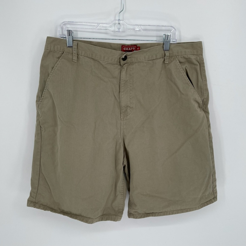 Chaps Men's Tan Cotton Twill Chino Flat Front Shorts Size 40" Waist